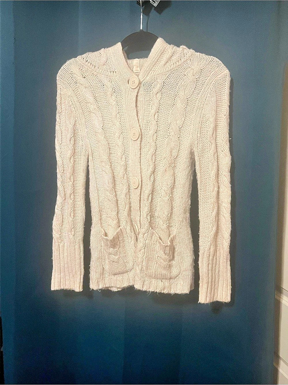 tildon Cable Knit Cardigan in Cream Size Medium Like New